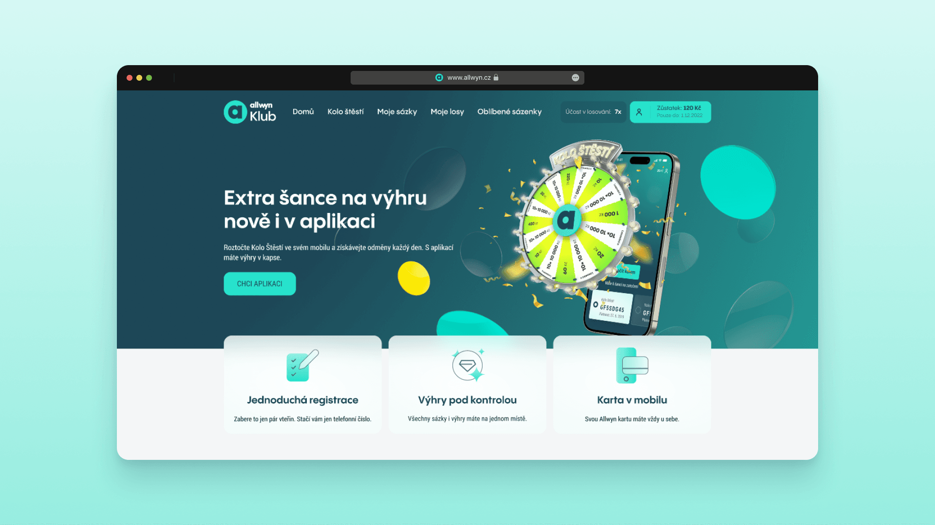 Allwyn Klub — landing page Kola štěstí